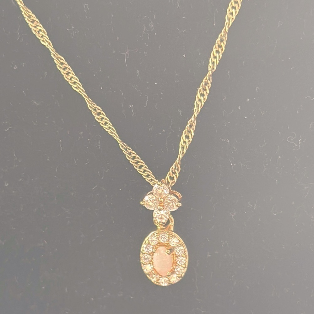 Opal, dainty necklace, costume, unmarked